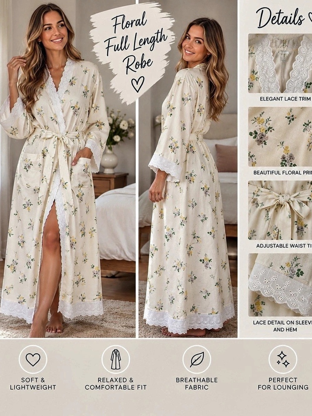 Floral Full-Length Robe